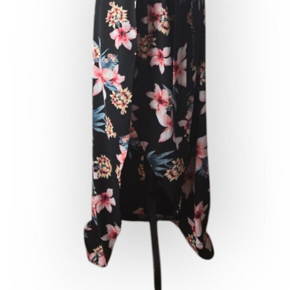 Windsor Tropical Sunsets Black Pink & Blue Floral Print Off Shoulder Maxi Dress - Picture 6 of 8
